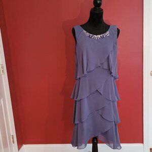 Periwinkle Blue Chiffon Dress with beading.